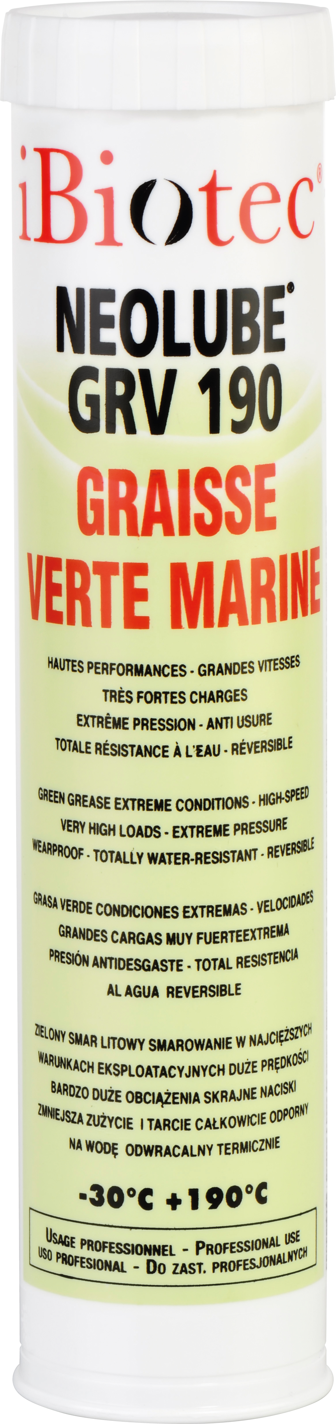 GRAISSE VERTE MARINE SUPER TECH. Extrême-pression Anti-usure Anticorrosion. Fortement adhésive résiste à la centrifugation, y compris sous très fortes vitesses. LUBRIFICATION IMMERGÉE. Répond aux spécifications STM 7420 B – GAI, MAN 2232/79     MIL G 24139     OTAN G 460. Totale résistance aux projections d'eau salée. Résiste aux effets de cisaillement, aux vibrations, aux chocs répétés. Ininflammable Réversible. graisse verte marine pour lubrification immergee ou projections d'eau de mer. extreme pression. anti usure. adhesive. graisse verte marine, graisse marine, graisse lithium, graisse lithium multifonctions, graisse multifonctions, aerosol graisse, multifonctions en spray, graisse multifonctions en bombe, graisse grandes vitesses, graisse technique, graisse industrielle, graisse adhesive, graisse speciale marine. fournisseurs graisses techniques. fournisseurs graisses industrielles. fournisseurs lubrifiants industriels. fabricants graisses techniques. fabricants graisses industrielles. fabricants lubrifiants industriels. Graisse marine aerosol. Graisse marine cartouche. Aerosols techniques. Aerosols maintenance. Fournisseurs aérosols. Fabricants aérosols. Graisse marine OTAN G 460. Graisse marine GAI graisse pour articulations immergées. Produit maintenance industrielle